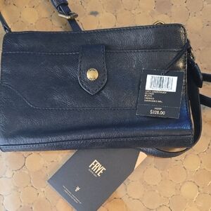 New Frye Lucy Black Leather Crossbody Bag